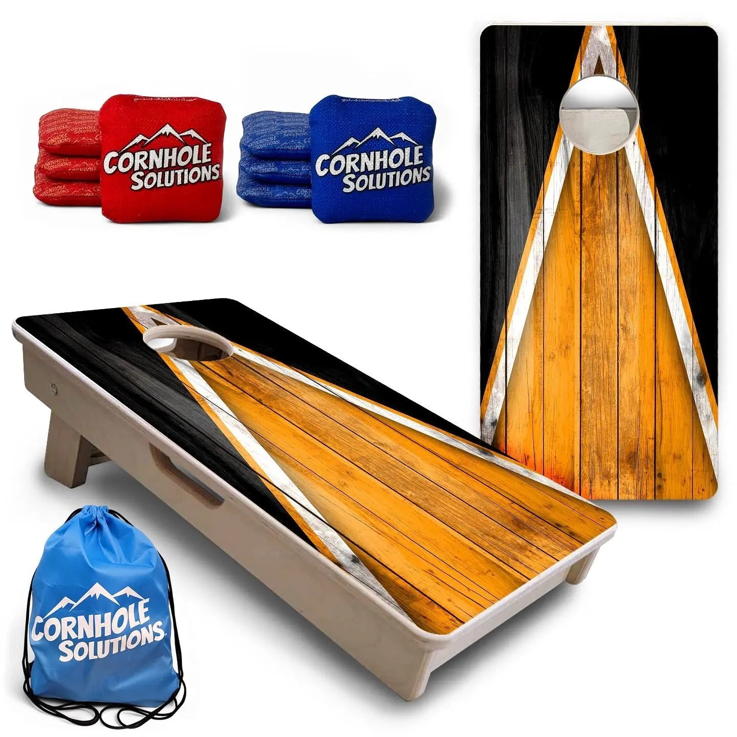 Team Color Triangle - Mini or Vacation Size Cornhole Boards (Orange & Black) by Cornhole Solutions, Southern food gift main product photo