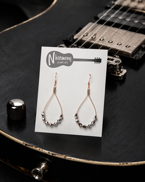 Copper Guitar String Earrings with Silver Bicones by N Harmony Jewelry, handmade jewelry main product photo