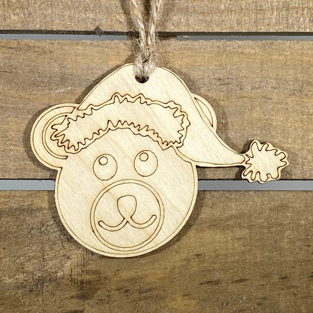 Teddy Bear Natural Wooden Ornament | Rustic Christmas Tree Decor