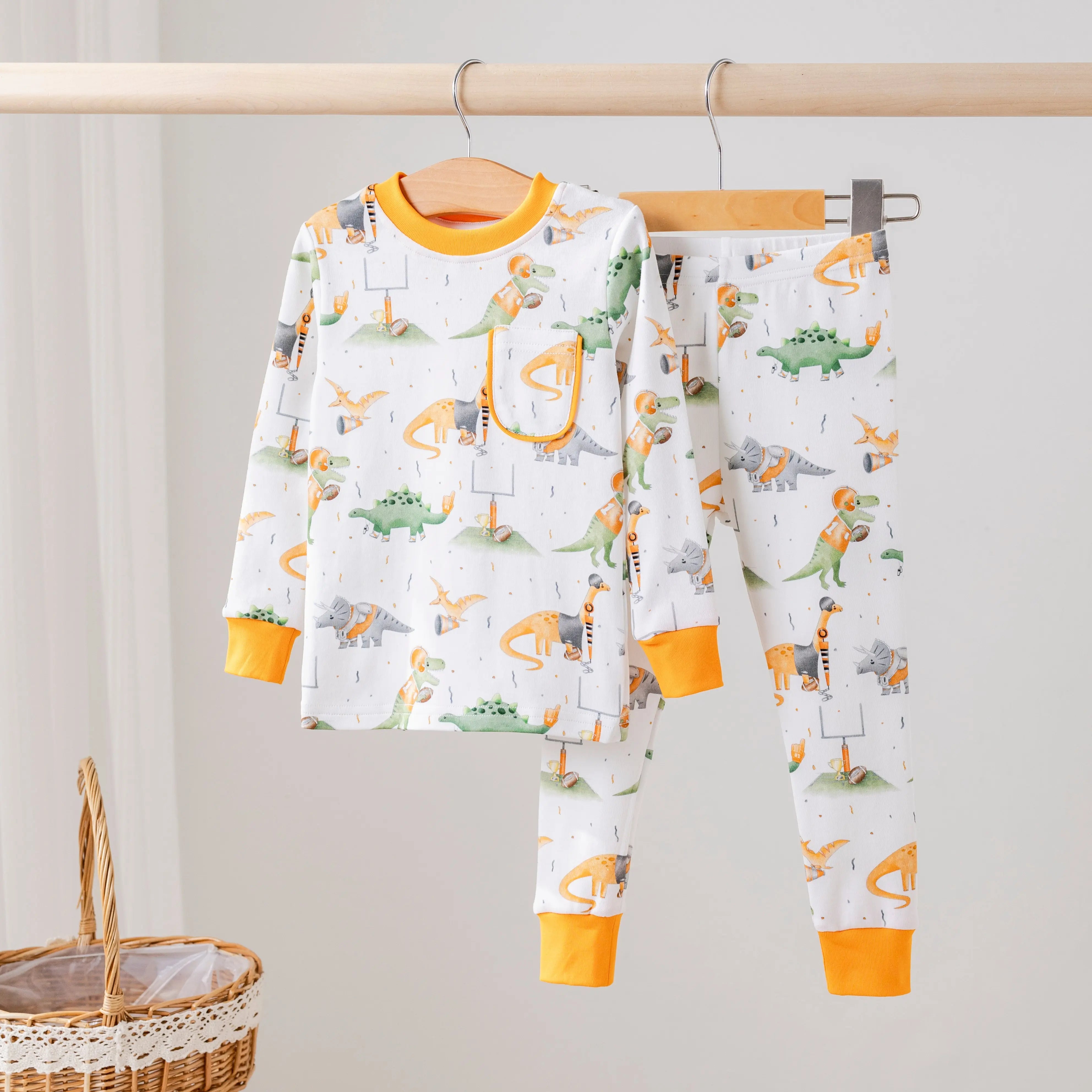 Tennessee Dinos All-Stars Organic Cotton Kids Pajamas by Nola Tawk, Southern food gift main product photo