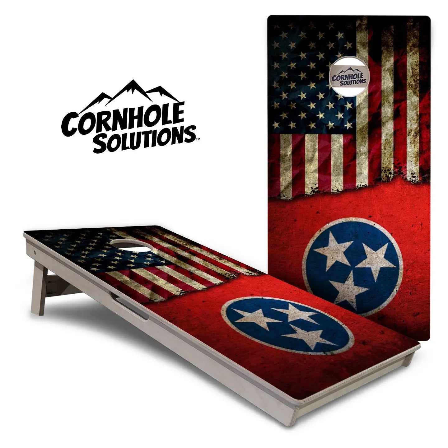 Tennessee USA Flag Cornhole Boards - Professional Tournament Series by Cornhole Solutions, custom cornhole board main product photo