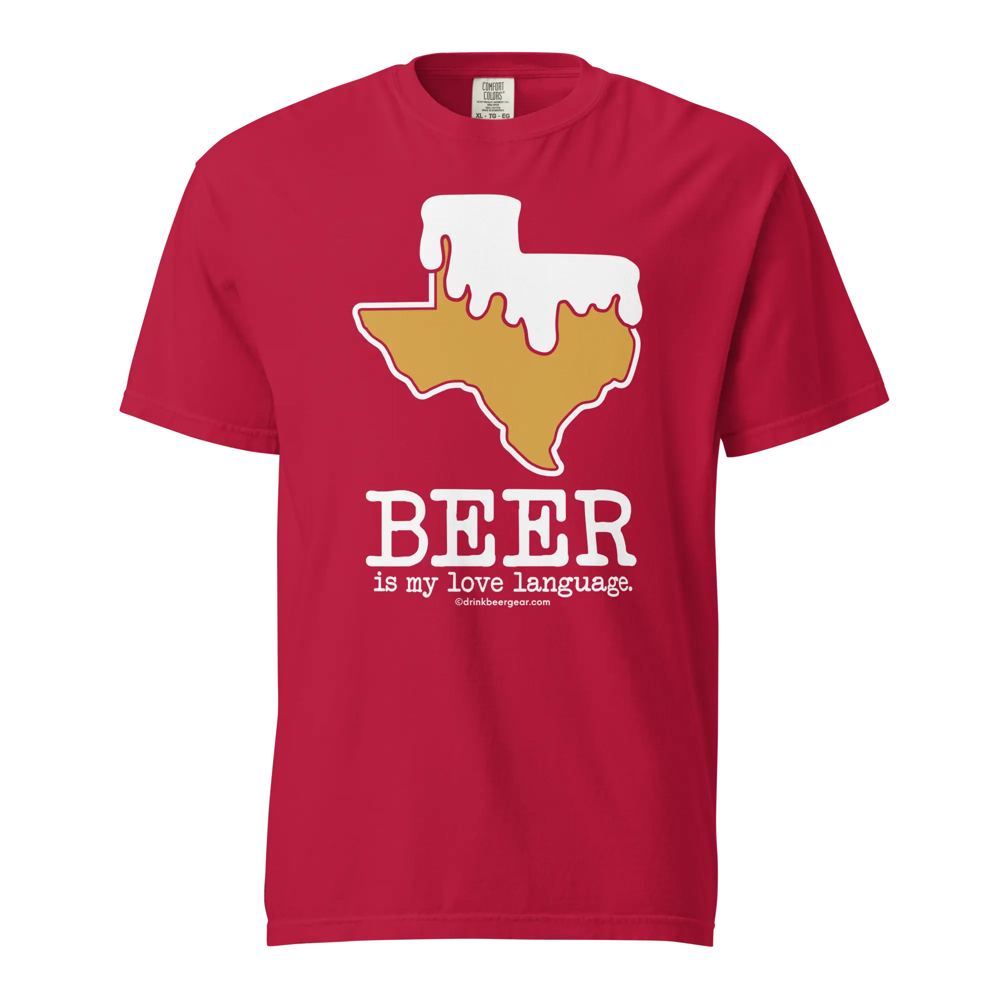 Texas Beer Mug Tee - Beer Is My Love Language. - COMFORT COLORS BRAND TEE by Drink Beer Gear, custom drinkware detail photo 2