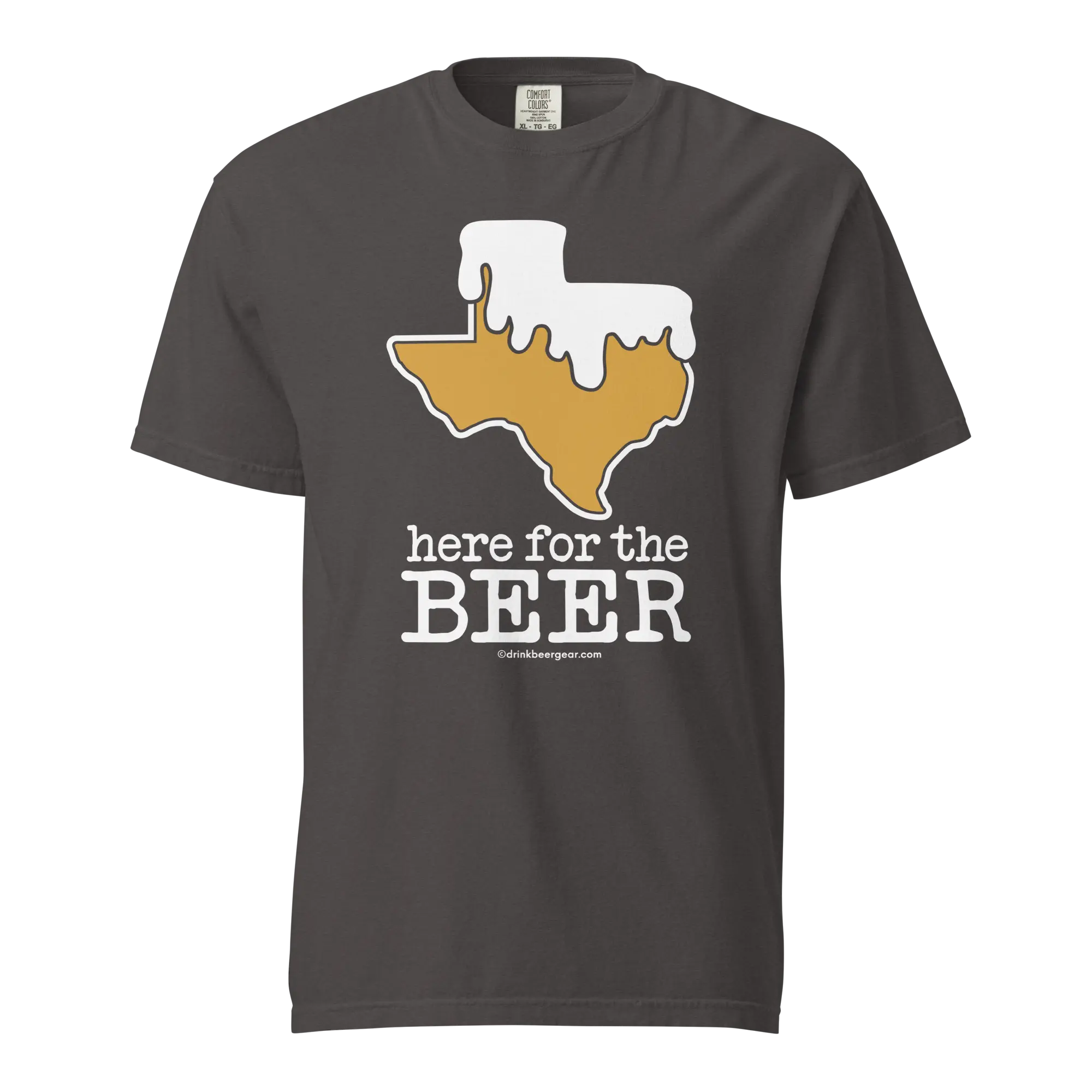 Texas Beer Mug Tee - Here For The Beer - COMFORT COLORS BRAND TEE by Drink Beer Gear, custom drinkware main product photo