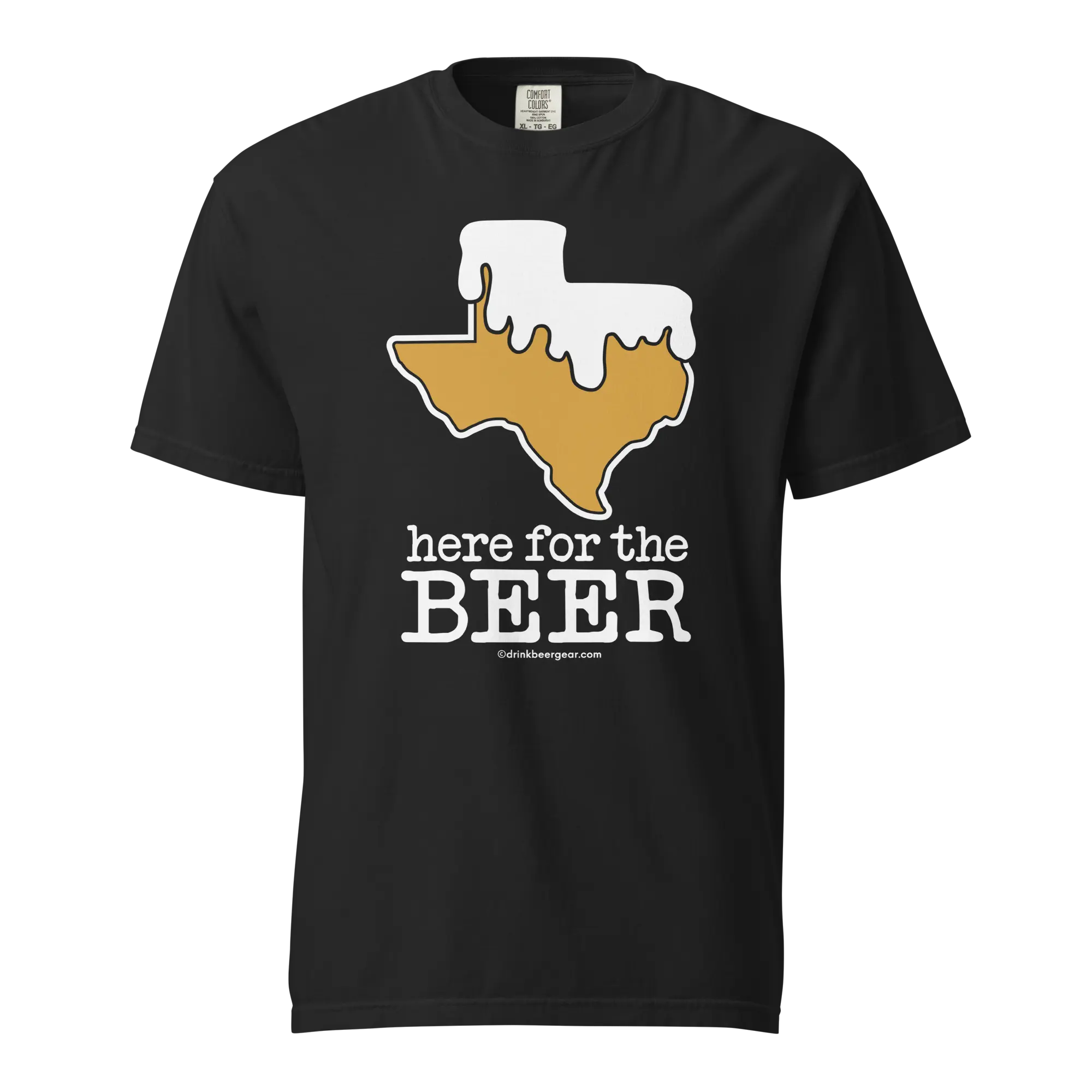 Texas Beer Mug Tee - Here For The Beer - COMFORT COLORS BRAND TEE by Drink Beer Gear, custom drinkware detail photo 2