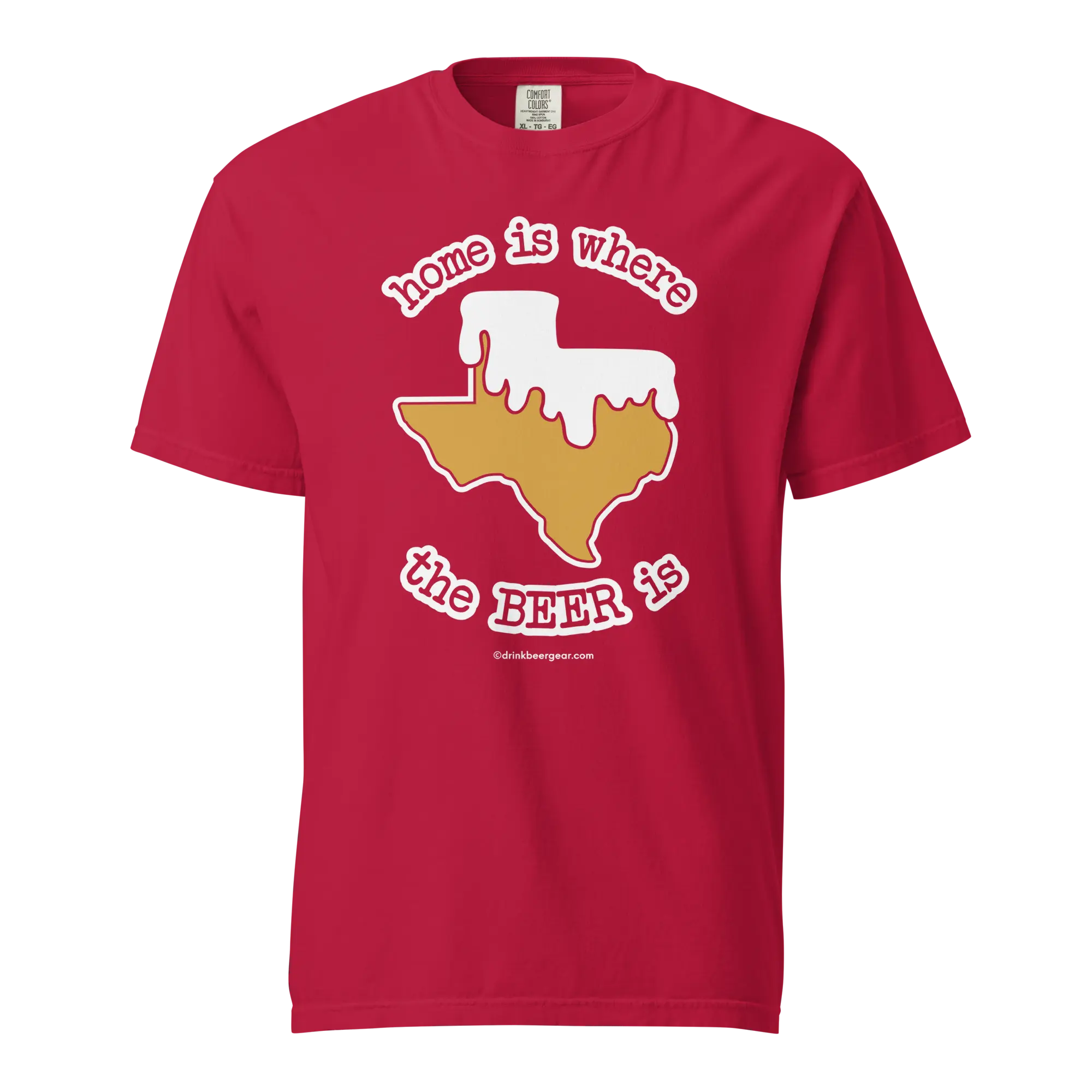 Texas Beer Mug Tee - Home Is Where The Beer Is - COMFORT COLORS BRAND TEE by Drink Beer Gear, custom drinkware detail photo 2