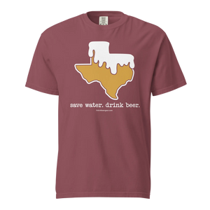 Texas Beer Mug Tee - Save Water. Drink Beer. - COMFORT COLORS BRAND TEE Drink Beer Gear