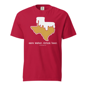 Texas Beer Mug Tee - Save Water. Drink Beer. - COMFORT COLORS BRAND TEE Drink Beer Gear