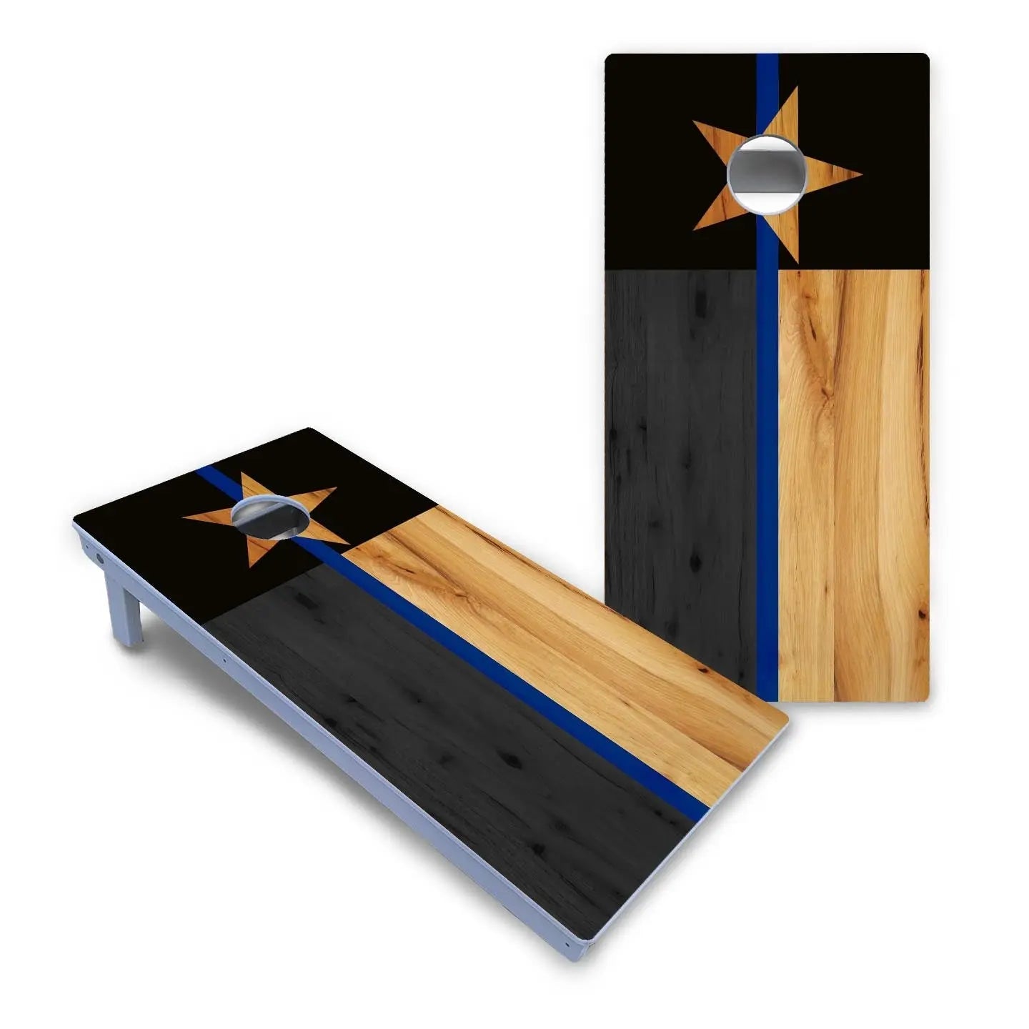 Texas Blue Line Flag Cornhole Boards - All Weather Series by Cornhole Solutions, custom cornhole board detail photo 2