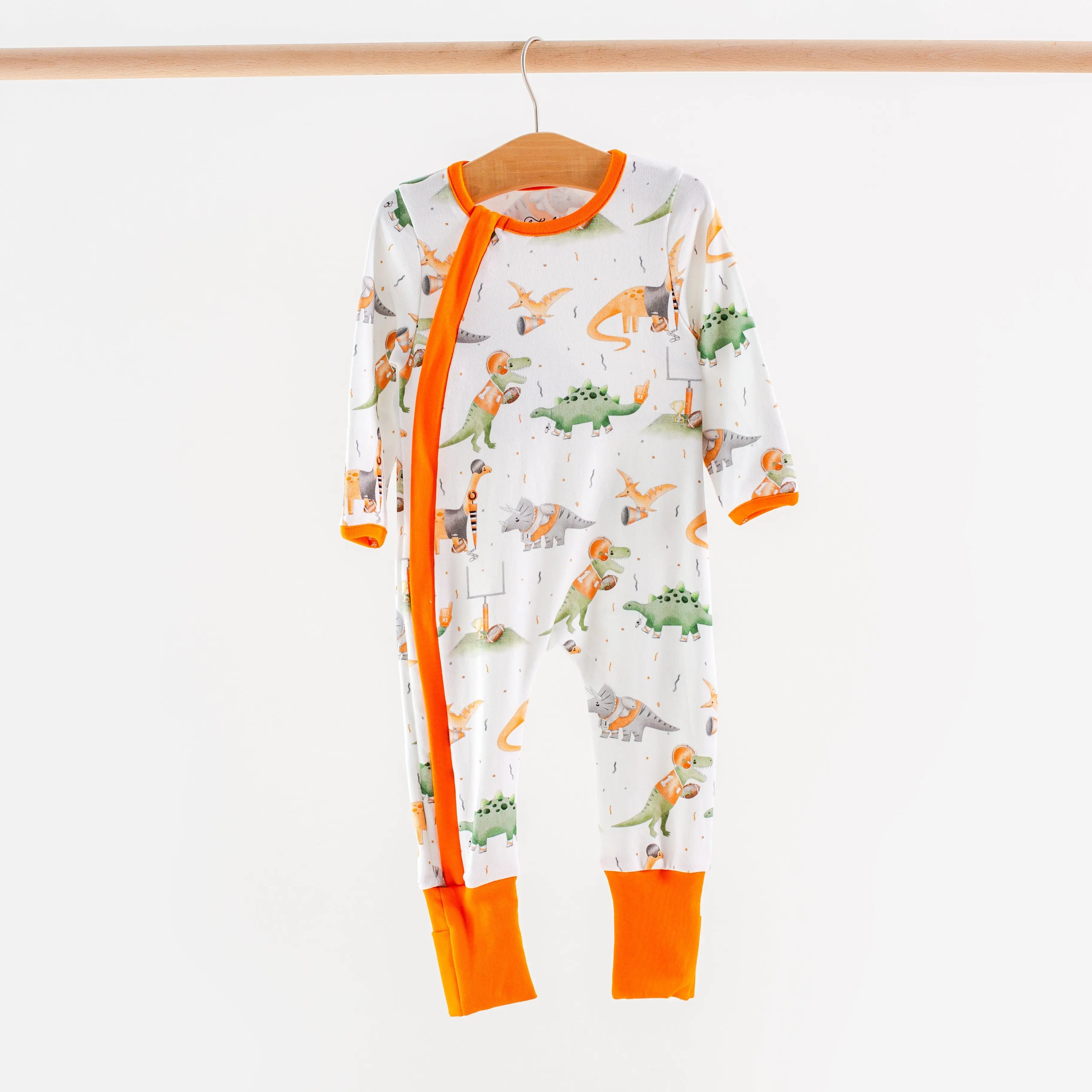 Texas Dinos All-Stars Organic Cotton Kids Pajamas by Nola Tawk, Southern food gift detail photo 2