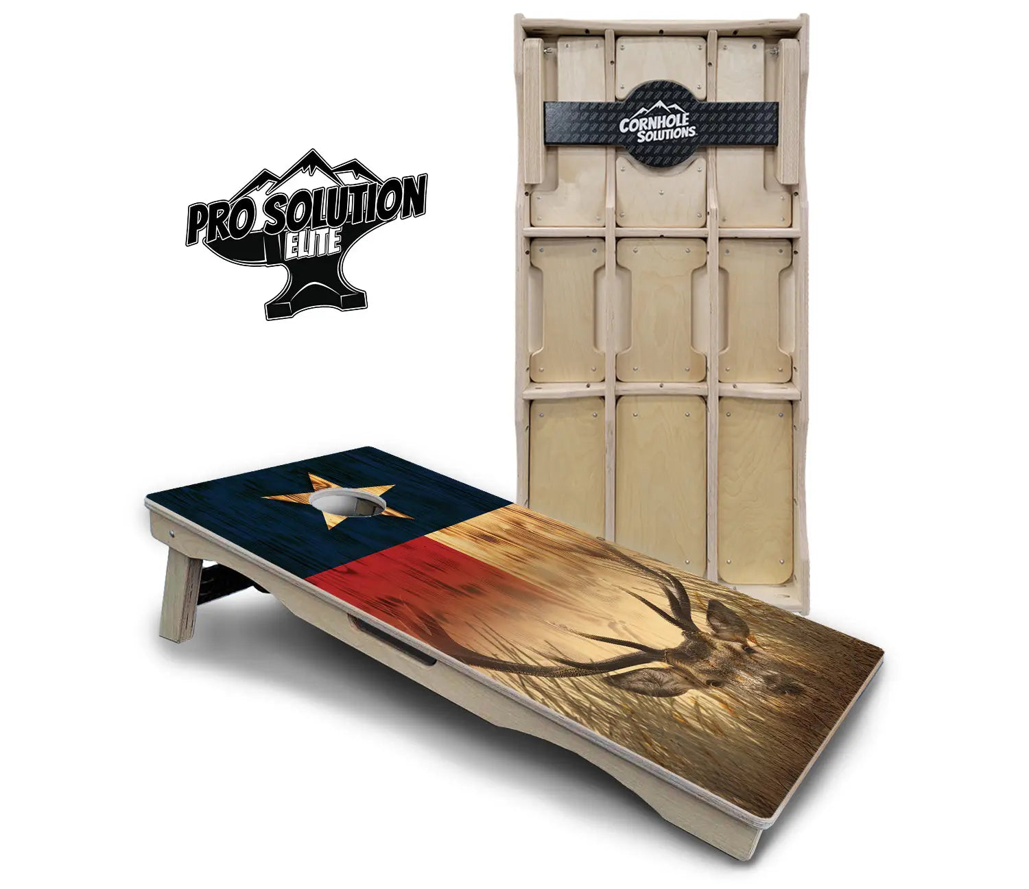 Texas Flag Deer & Fish Cornhole Boards - Pro Solution Elite Series Cornhole Solutions