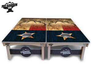 Texas Flag Deer & Fish Cornhole Boards - Pro Solution Elite Series Cornhole Solutions