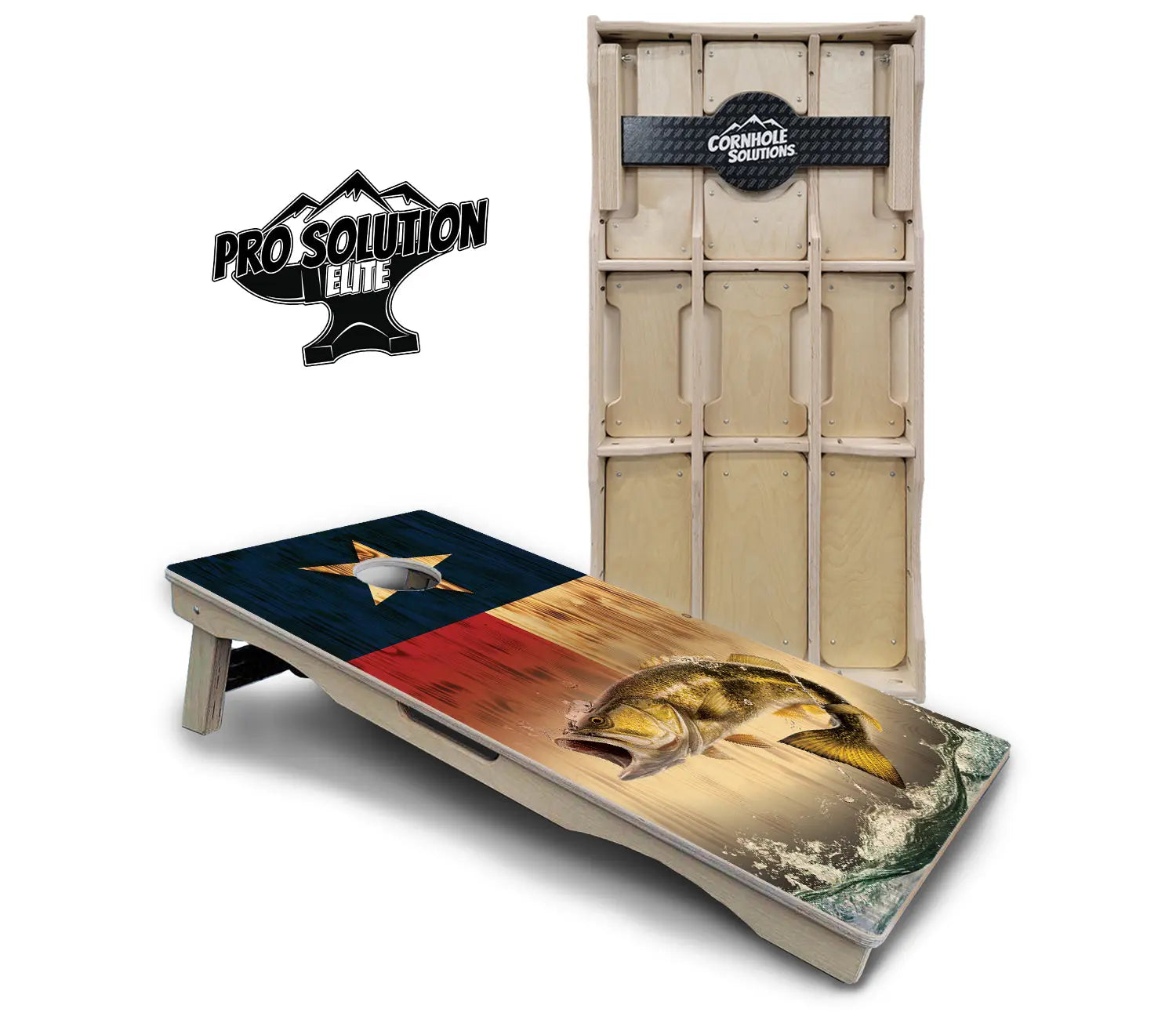 Texas Flag Deer & Fish Cornhole Boards - Pro Solution Elite Series Cornhole Solutions