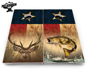 Texas Flag Deer & Fish Cornhole Boards - Pro Solution Elite Series Cornhole Solutions
