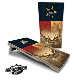 Texas Flag Deer & Fish Cornhole Boards - Pro Solution Lite Series Cornhole Solutions
