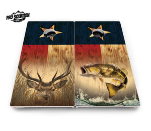 Texas Flag Deer & Fish Cornhole Boards - Pro Solution Lite Series Cornhole Solutions