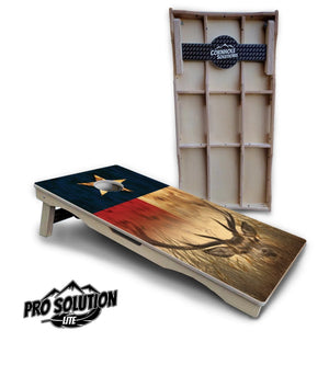 Texas Flag Deer & Fish Cornhole Boards - Pro Solution Lite Series Cornhole Solutions