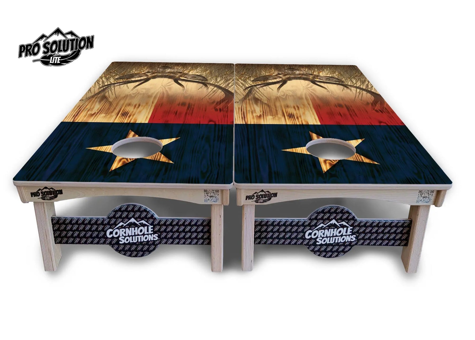 Texas Flag Deer & Fish Cornhole Boards - Pro Solution Lite Series Cornhole Solutions