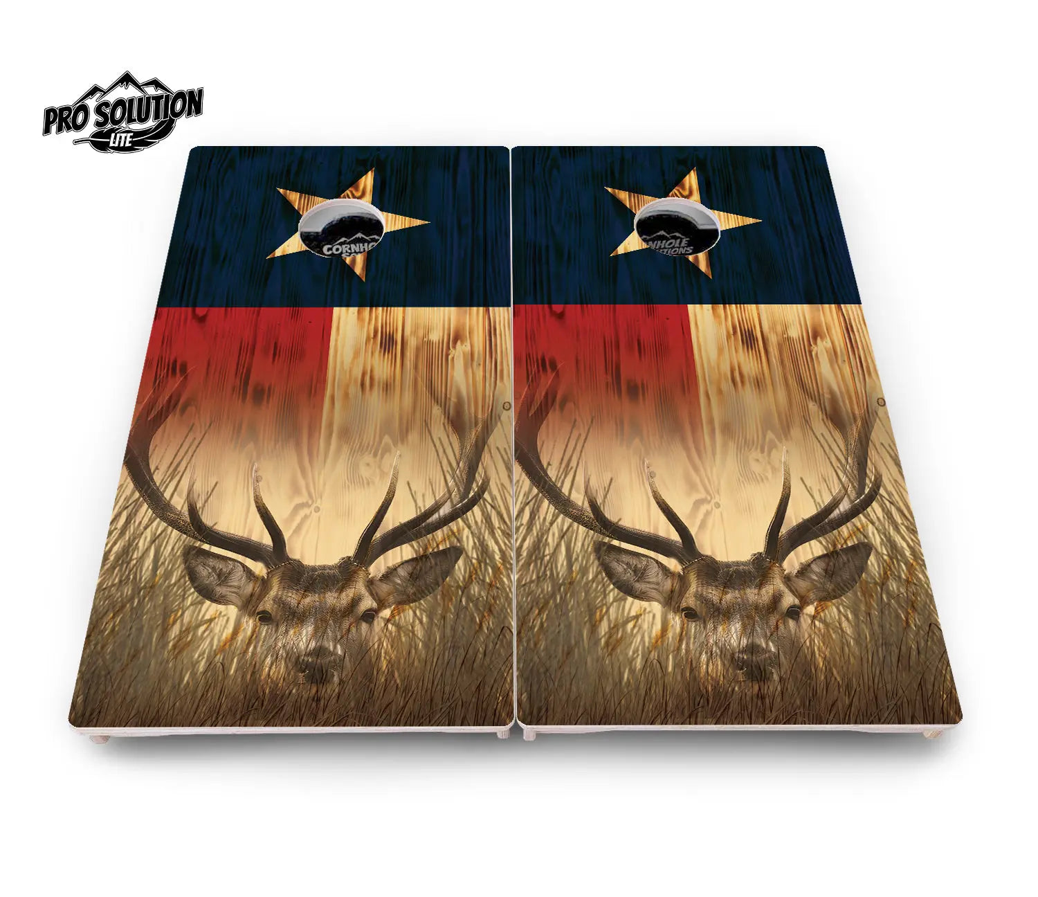 Texas Flag Deer & Fish Cornhole Boards - Pro Solution Lite Series Cornhole Solutions