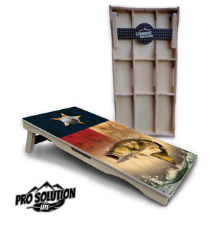 Texas Flag Deer & Fish Cornhole Boards - Pro Solution Lite Series Cornhole Solutions