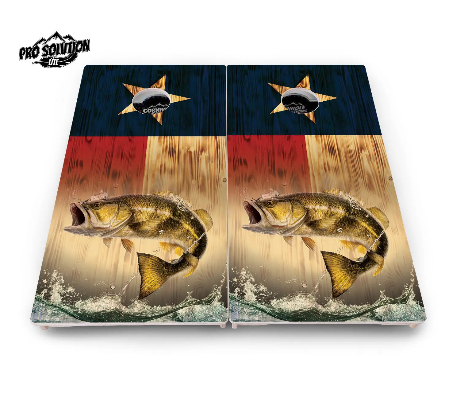 Texas Flag Deer & Fish Cornhole Boards - Pro Solution Lite Series Cornhole Solutions