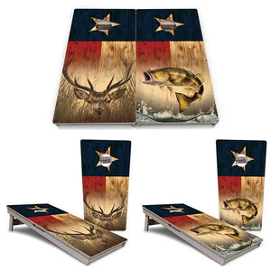 Texas Flag Deer & Fish Cornhole Boards - Professional Tournament Series by Cornhole Solutions, custom cornhole board detail photo 3