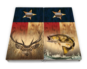 Texas Flag Deer & Fish Cornhole Boards - Professional Tournament Series by Cornhole Solutions, custom cornhole board detail photo 4