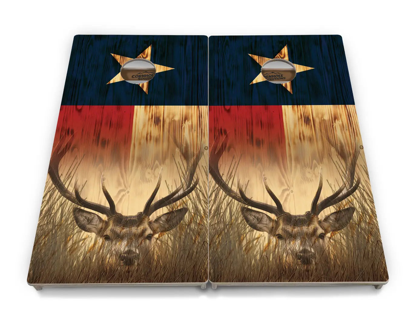 Texas Flag Deer & Fish Cornhole Boards - Professional Tournament Series by Cornhole Solutions, custom cornhole board detail photo 5