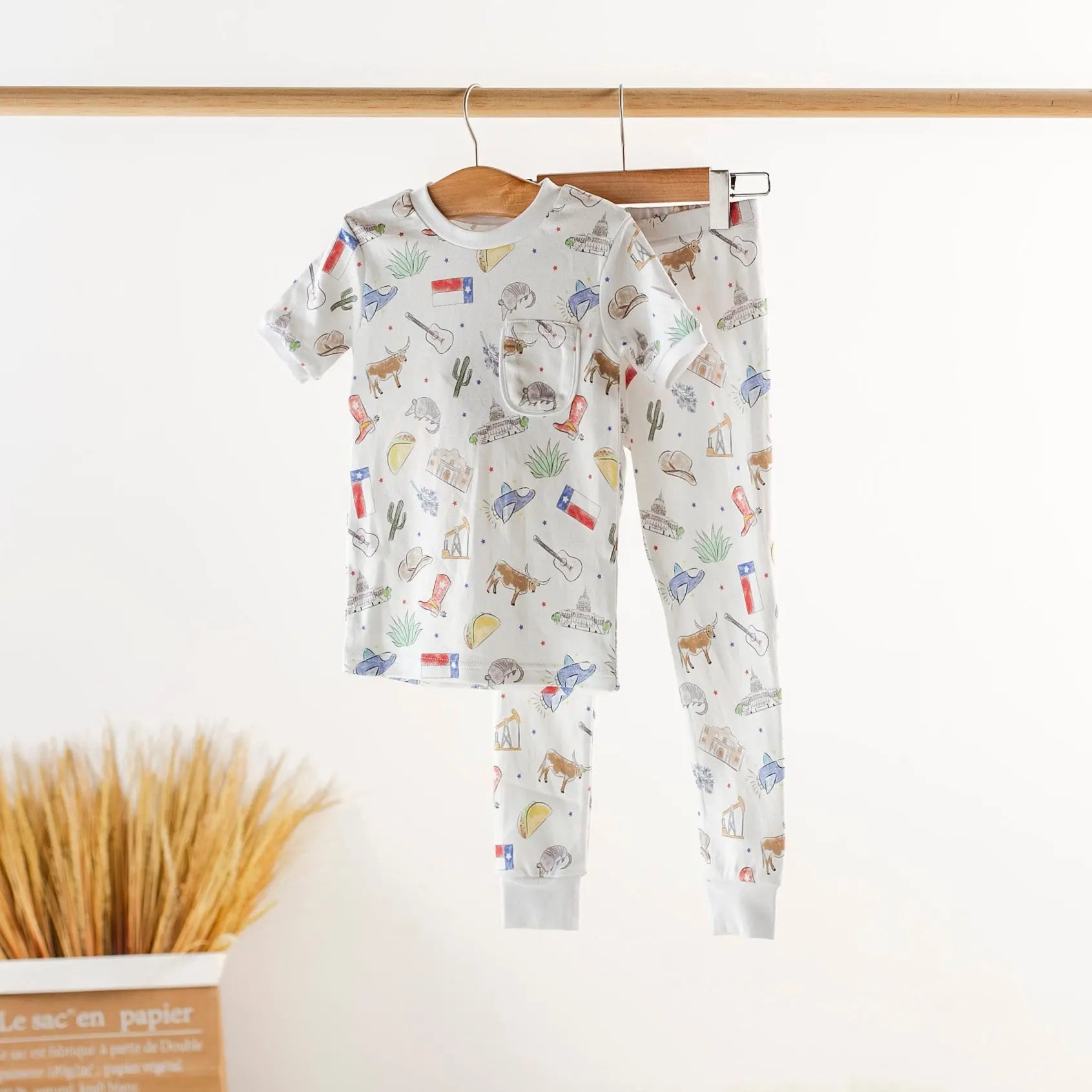 Texas Kids Organic Cotton Kids Pajamas by Nola Tawk, Southern food gift main product photo