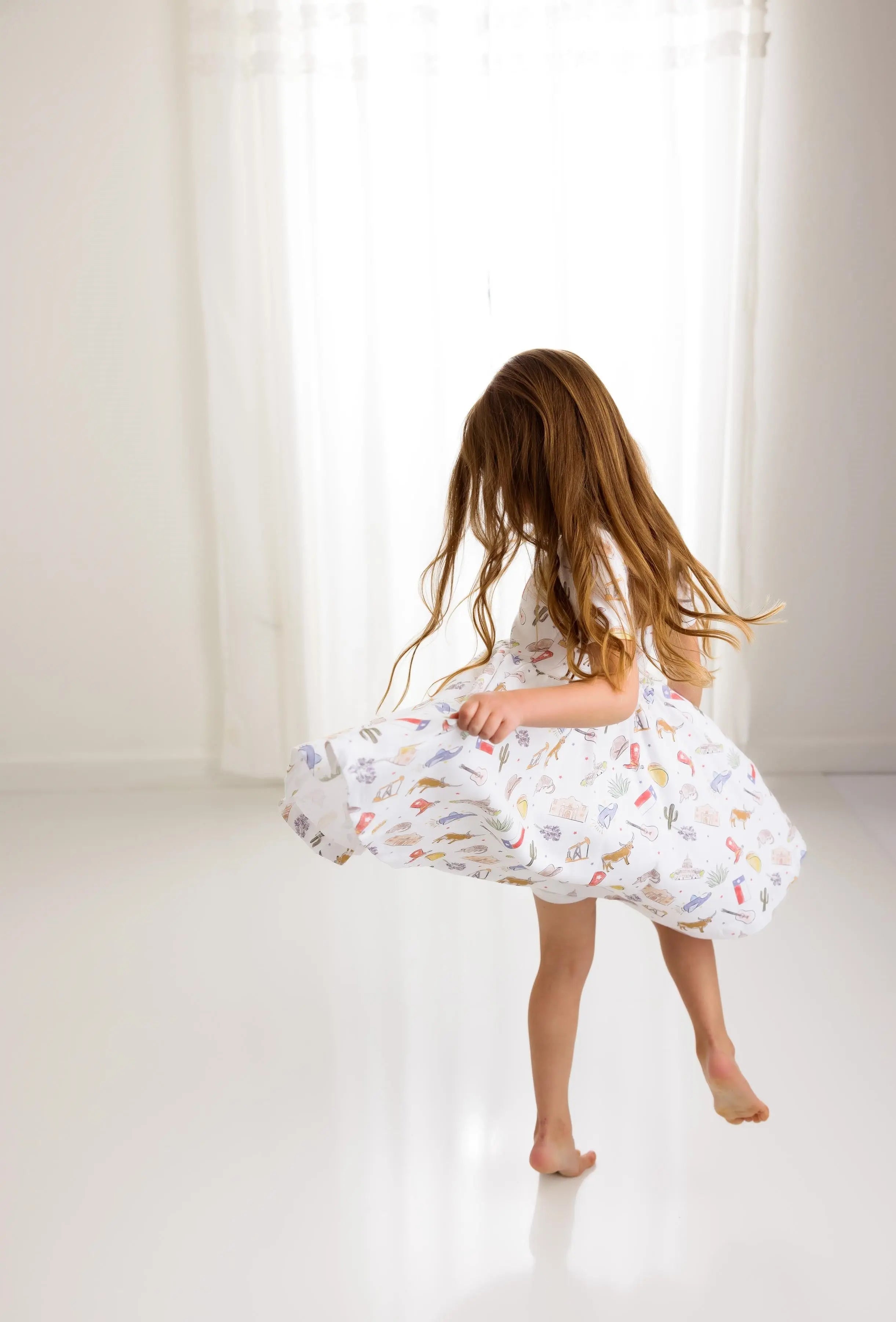 Texas Kids Organic Cotton Twirl Dress by Nola Tawk, Southern lifestyle apparel detail photo 2