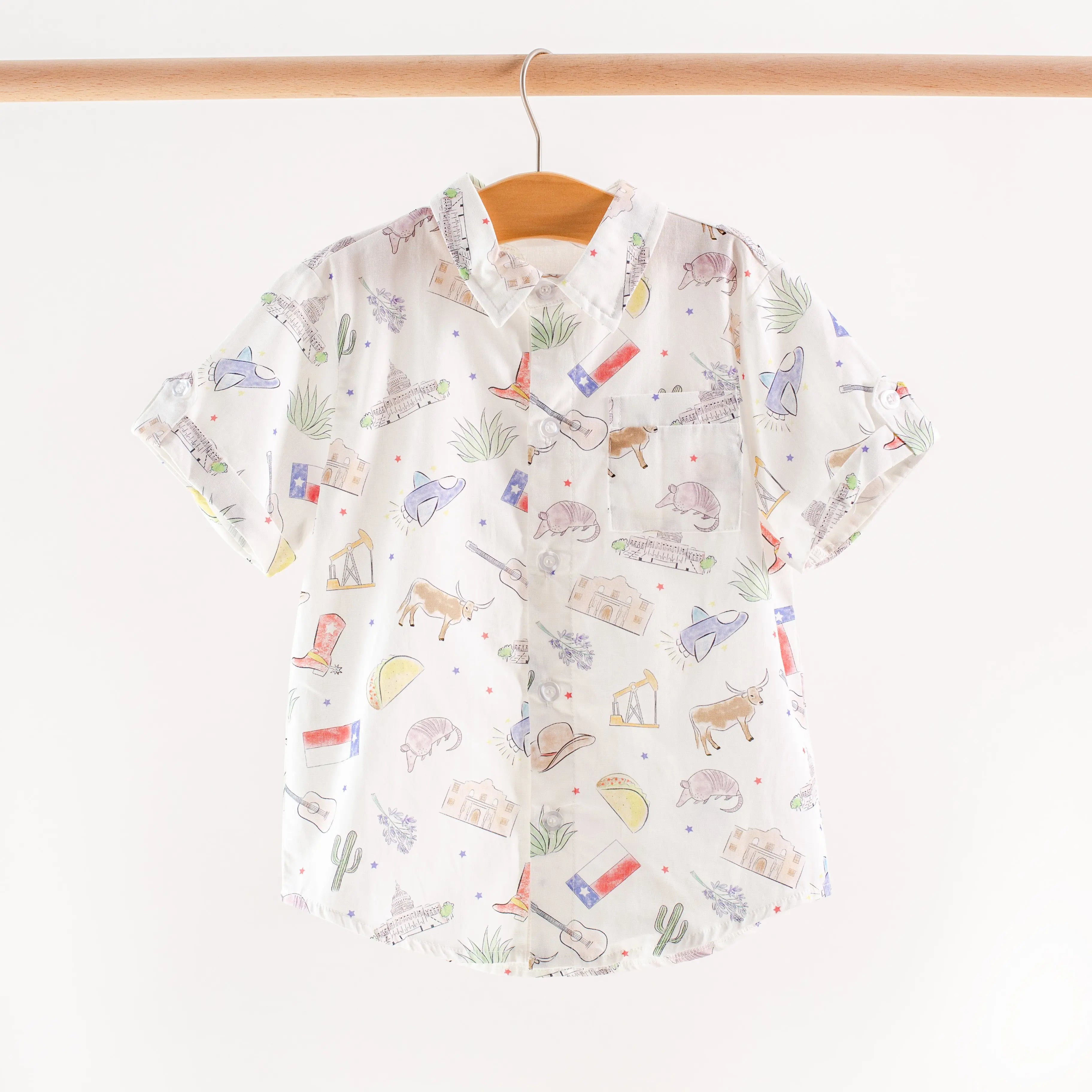 Texas Kids Short Sleeve Collared Shirt by Nola Tawk, Southern lifestyle apparel main product photo