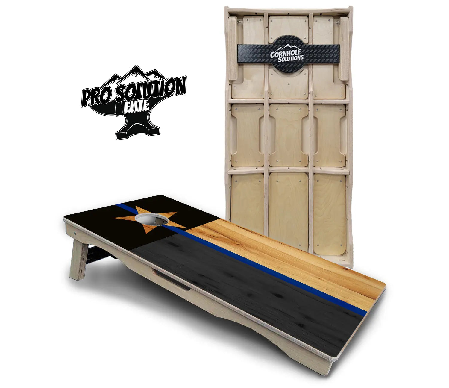 Texas Thin Blue Line Cornhole Boards - Pro Solution Elite Series by Cornhole Solutions, custom cornhole board main product photo