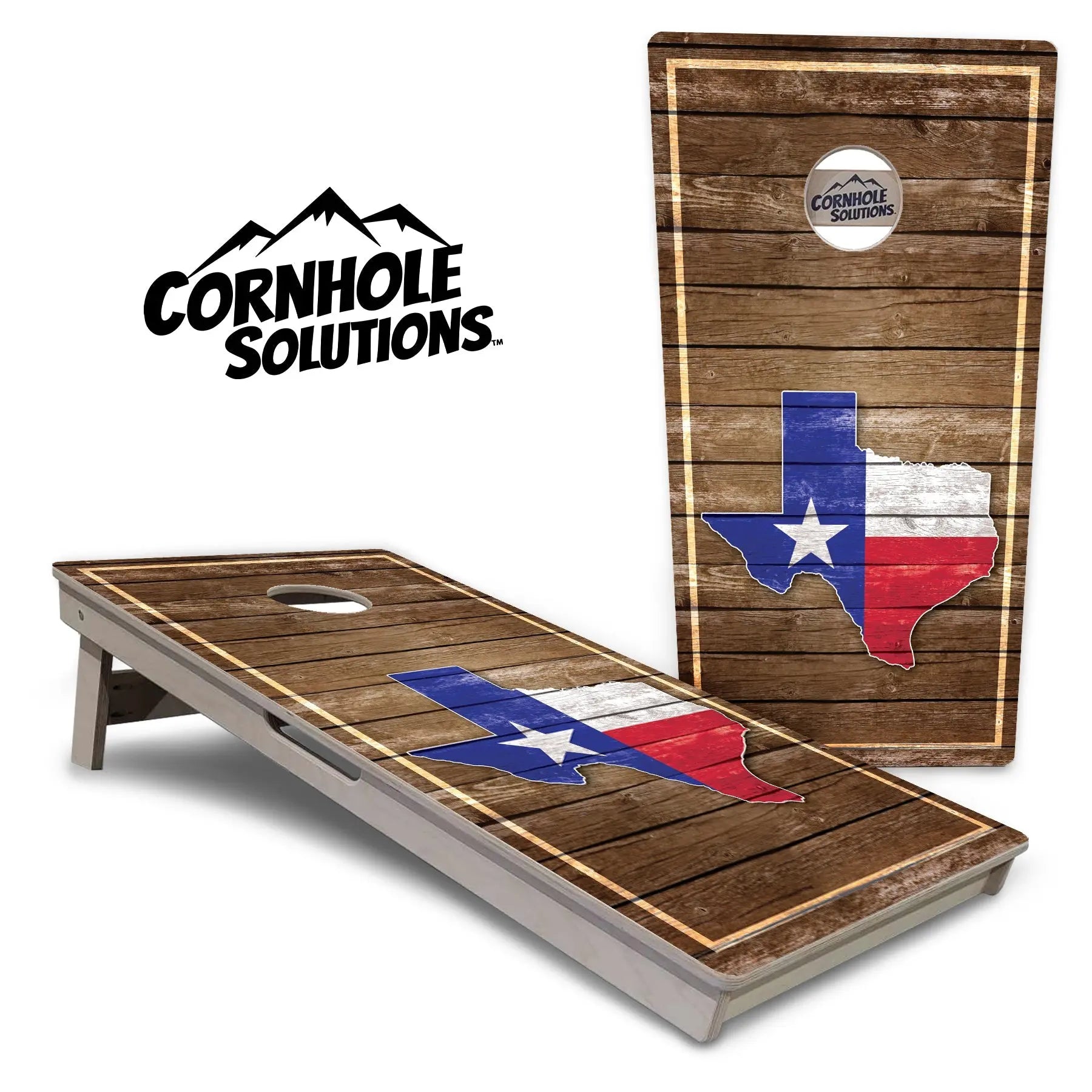 Texas Wood Panel Cornhole Boards - Professional Tournament Series by Cornhole Solutions, custom cornhole board main product photo