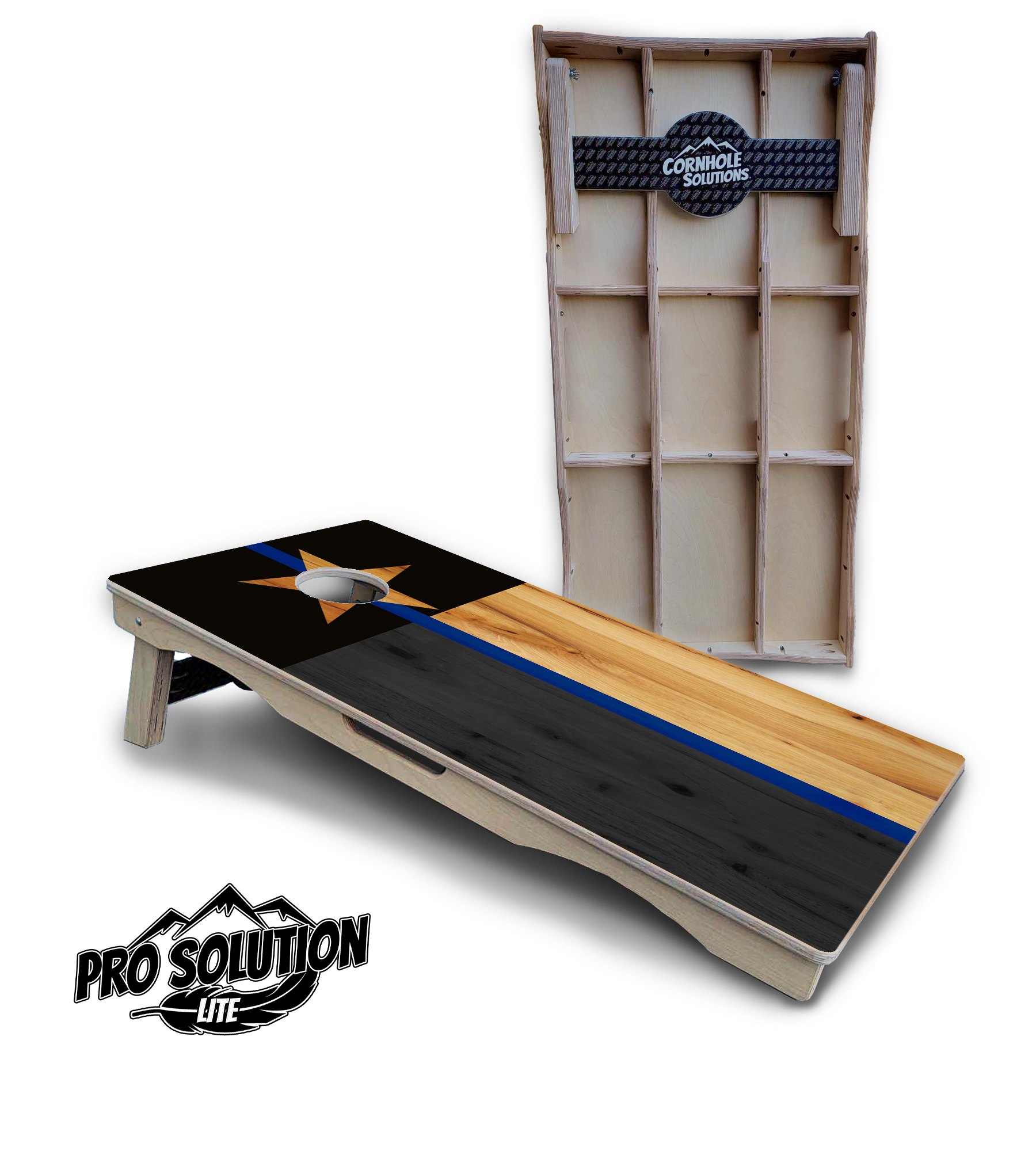 Texas Blue Line Flag Cornhole Boards - Pro Solution Lite Series by Cornhole Solutions, custom cornhole board main product photo