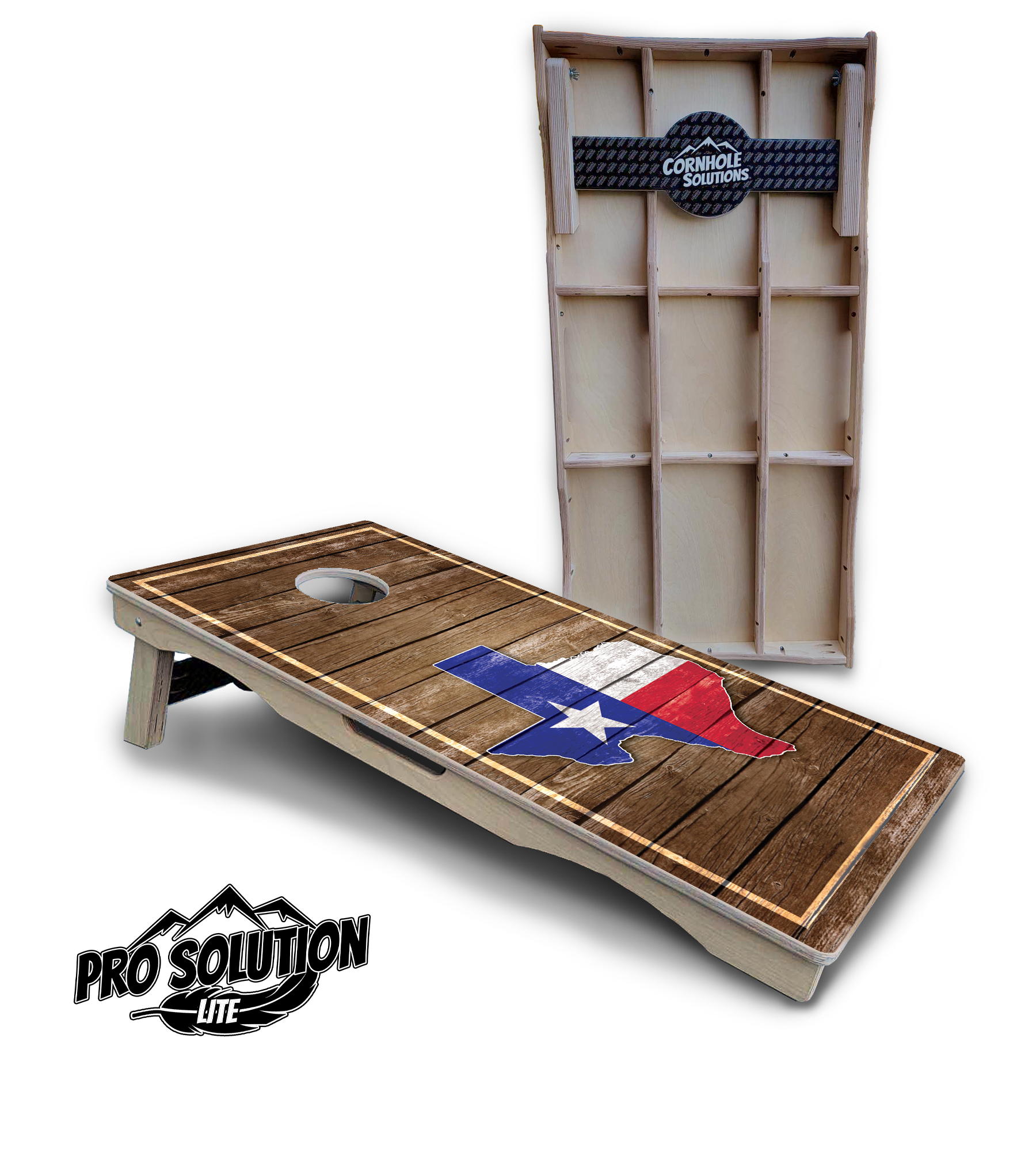 Texas Wood Panel Cornhole Boards - Pro Solution Lite Series by Cornhole Solutions, custom cornhole board main product photo