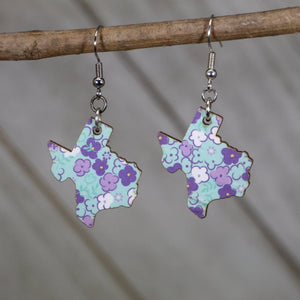Texas Floral Wooden Earrings | Purple Flower State Pride Jewelry