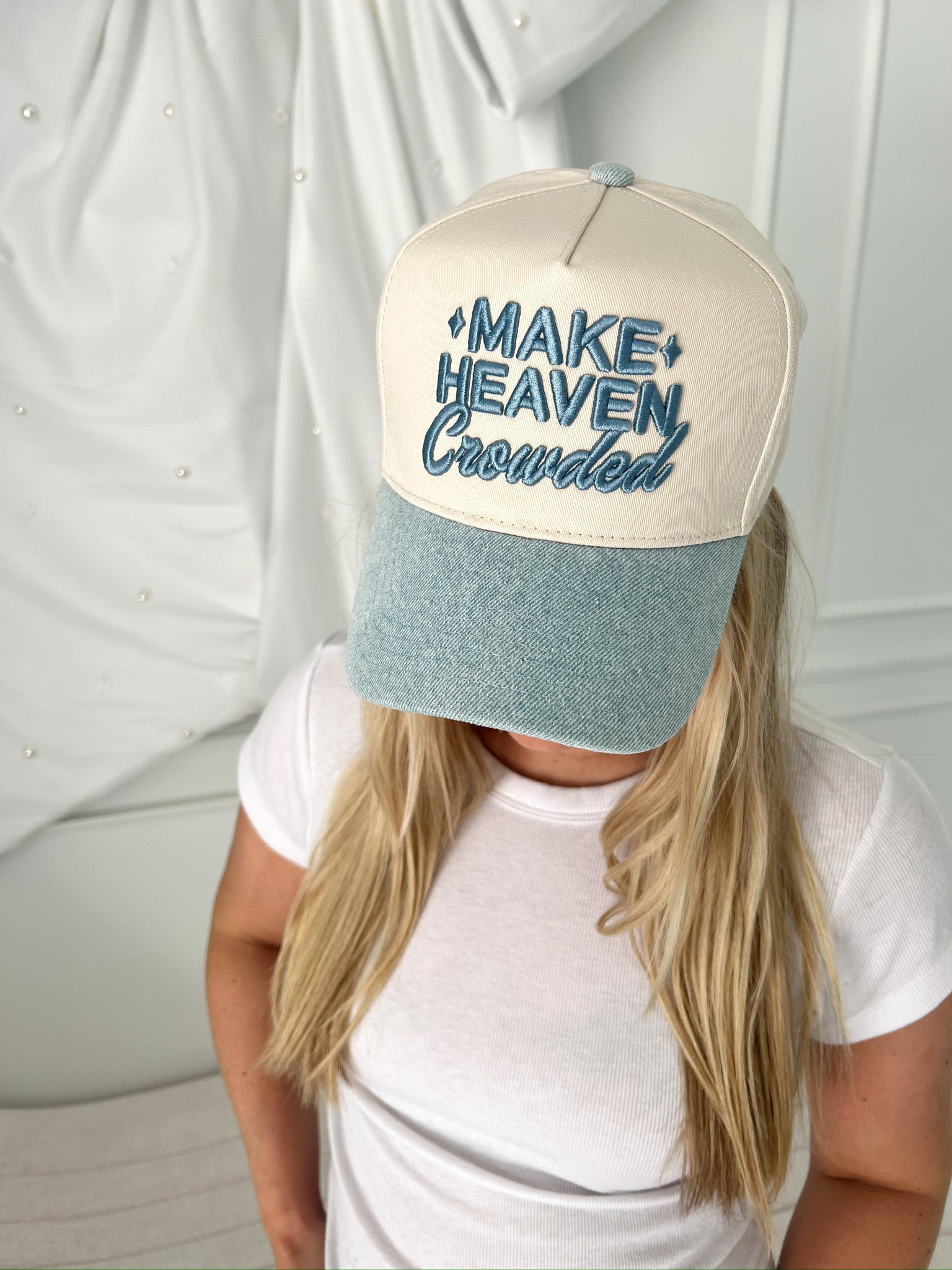 Make Heaven Crowded - Vintage Trucker Hat by KenzKustomz, Southern lifestyle apparel detail photo 21