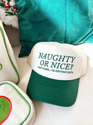Naughty or Nice? Don't Care - Green Vintage Trucker Hat by KenzKustomz, view 6