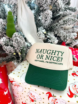 Naughty or Nice? Don't Care - Green Vintage Trucker Hat by KenzKustomz, view 4