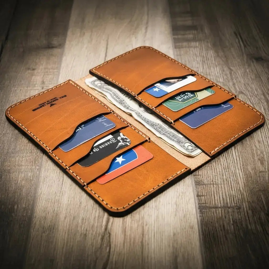 The Houstonian Long Wallet by Bull Sheath Leather, handmade leather goods detail photo 11