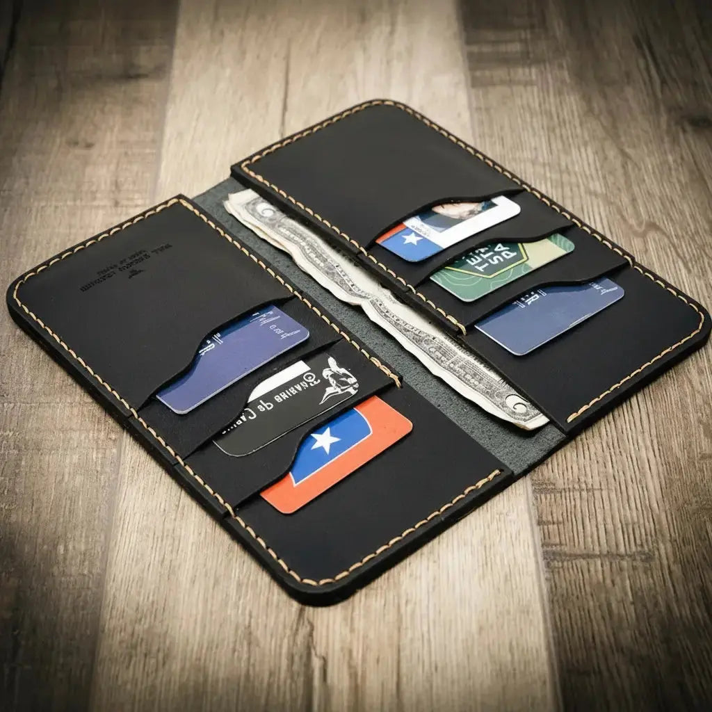 The Houstonian Long Wallet by Bull Sheath Leather, handmade leather goods detail photo 14