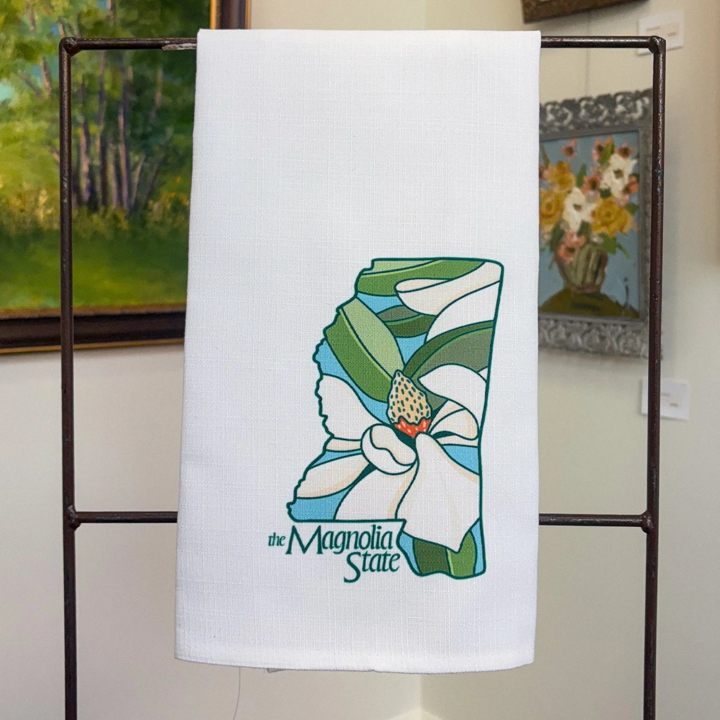 The Magnolia State Tea Towel by Crooked Letter, Southern food gift main product photo