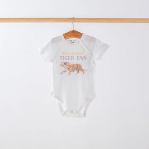 The Newest Tiger Fan Organic Cotton Baby Onesie by Nola Tawk, Southern lifestyle apparel main product photo