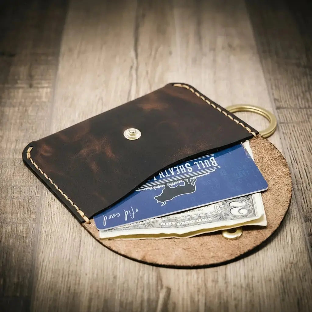The Richmond wallet front exterior with natural leather character