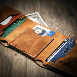 Trinity Trifold Wallet back exterior and handcrafted construction