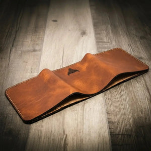 Trinity Trifold Wallet exterior craftsmanship by Bull Sheath Leather