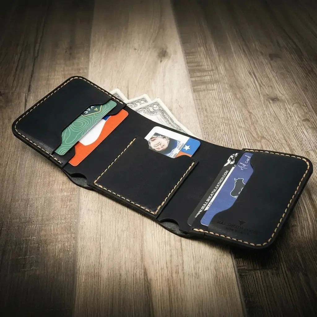 Trinity Trifold Wallet interior view with multiple card pockets