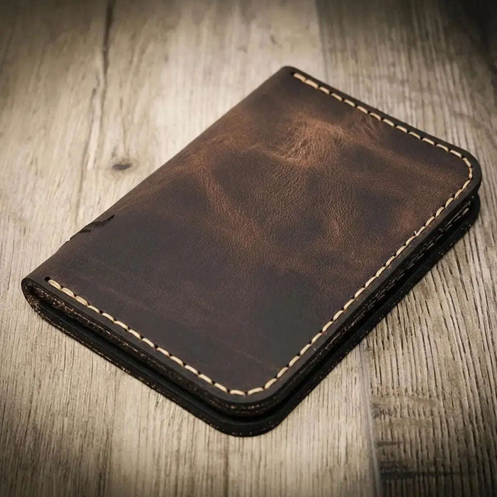 Handmade vertical wallet interior pocket detail