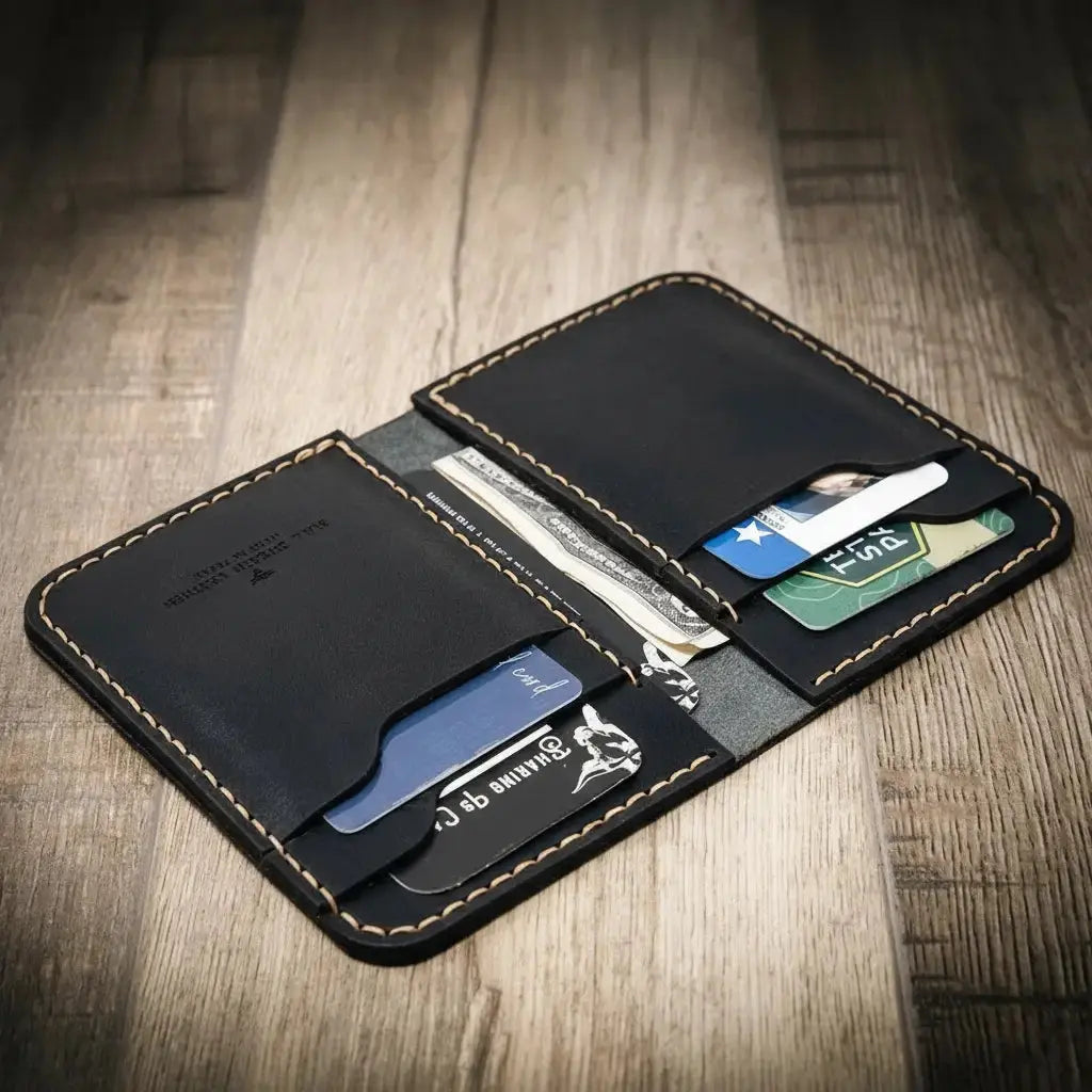 Handmade Texas vertical leather wallet