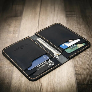 Handmade Texas vertical leather wallet