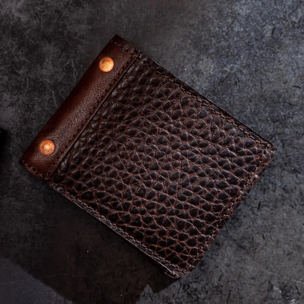 Theodore Leather Bifold Wallet by Mission Mercantile Leather Goods, handmade leather goods main product photo